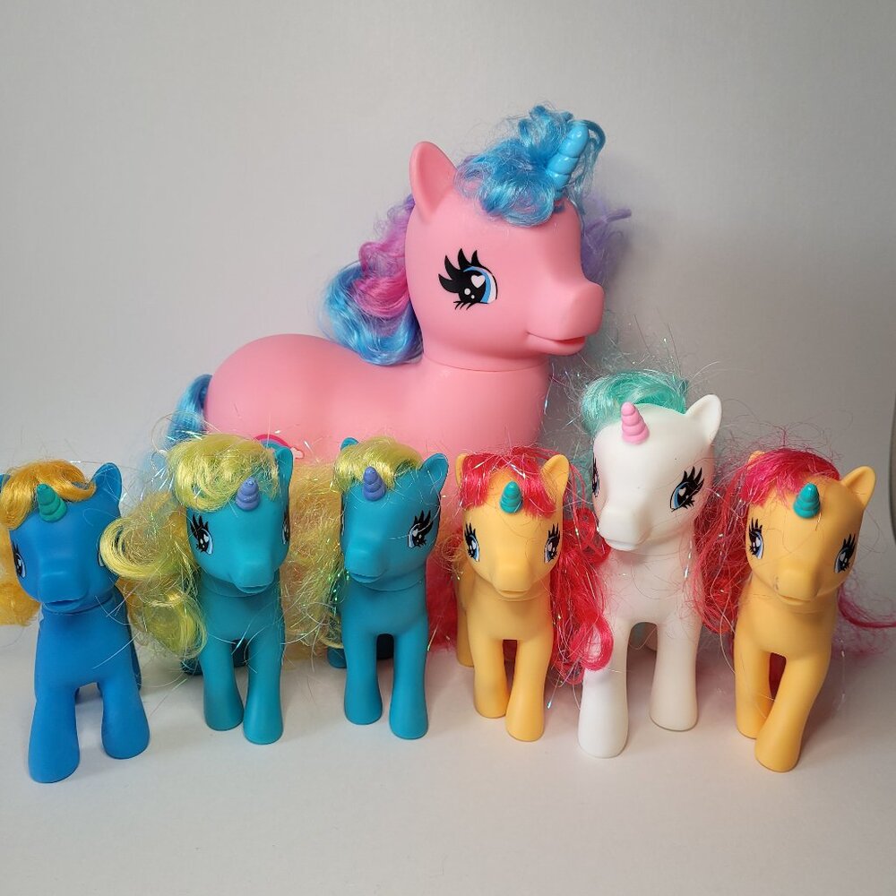 Gi-Go Wonder Pony Land Lot Unicorn & Pony Figure Set of 7 Retro